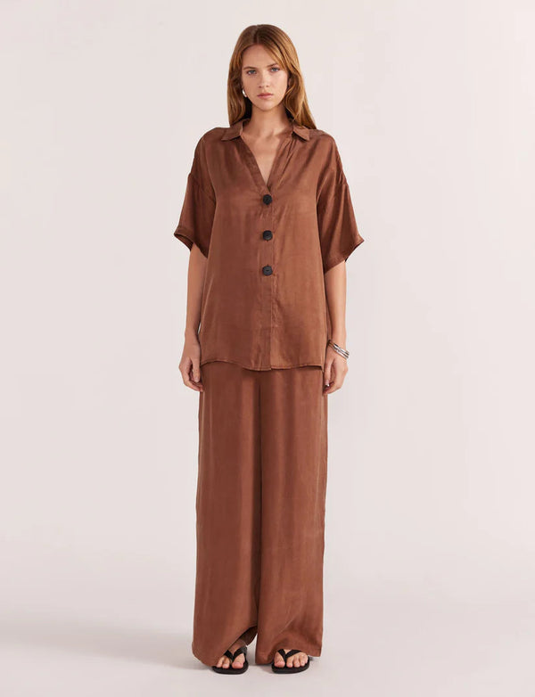 Finn Cupro Relaxed Pants - Mocha