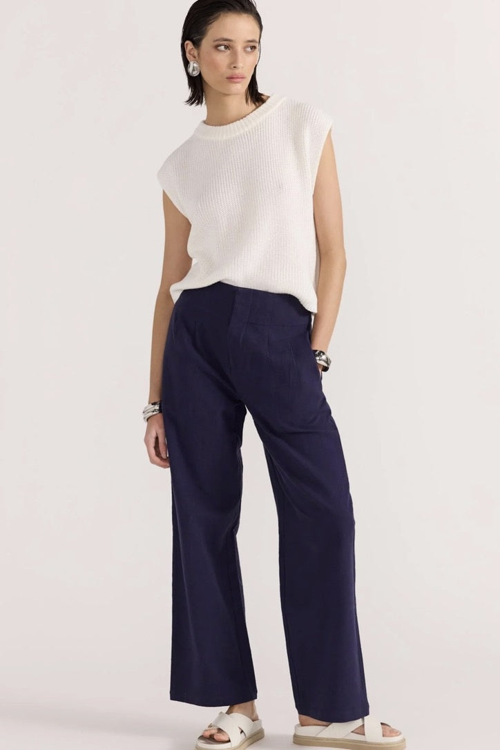 Mira Wide Leg Pants - Navy