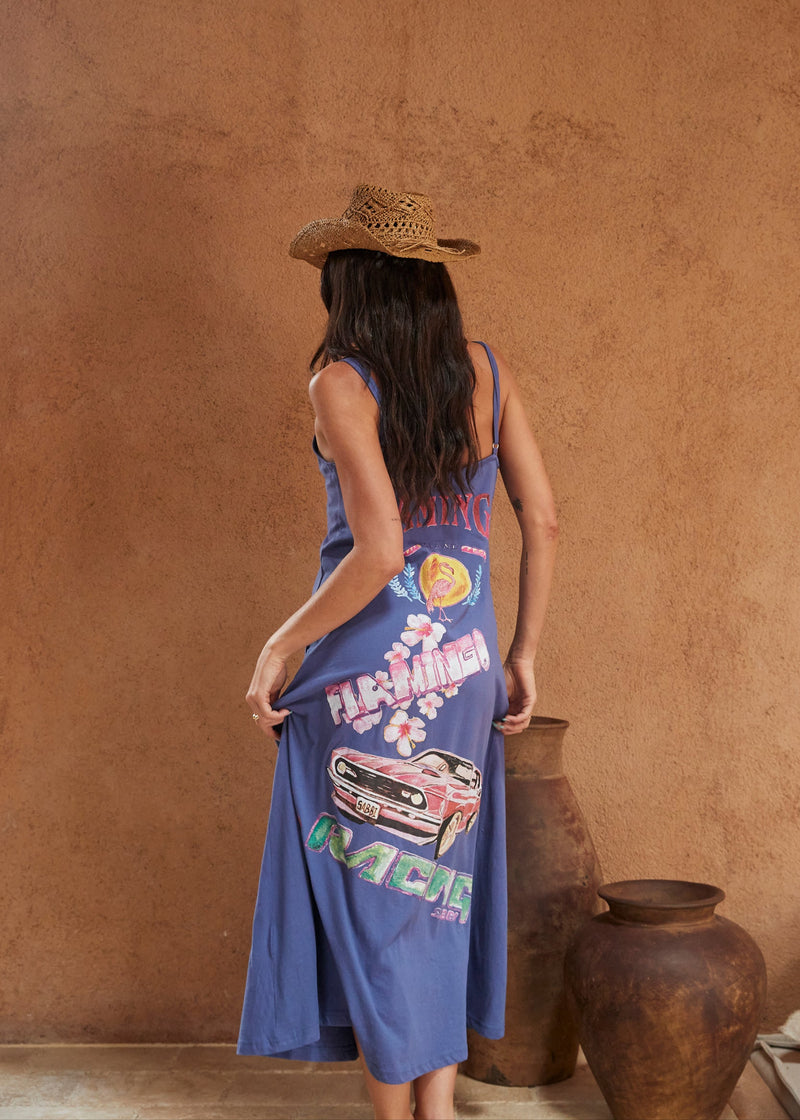 FLAMINGO RACING MAXI DRESS - PURPLE