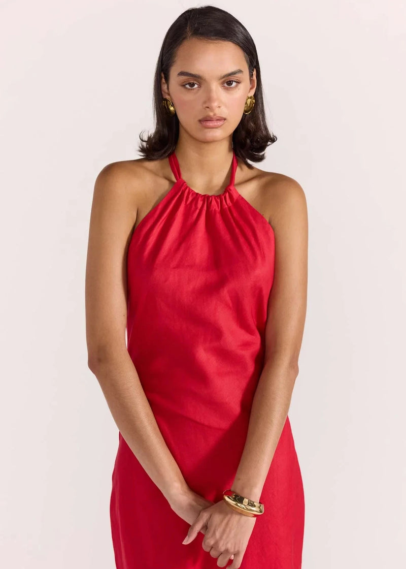 AMANA HALTER BIAS DRESS