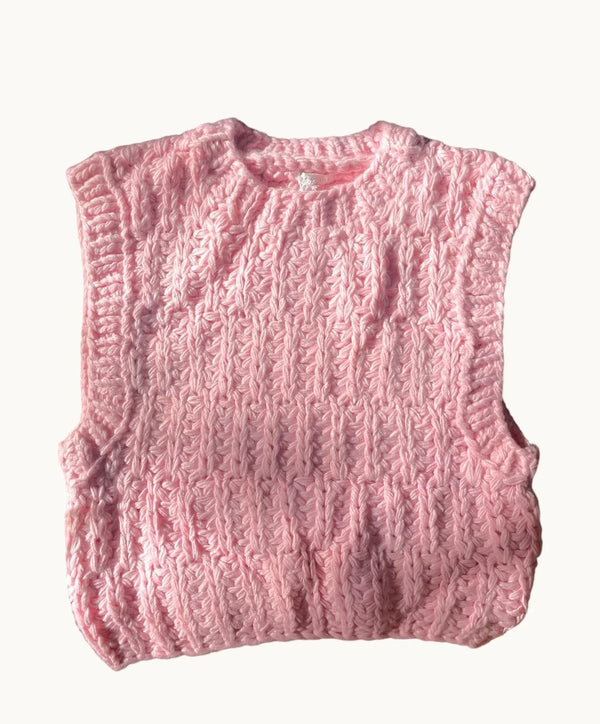 Hand Knitted Audrey Vest - Pink