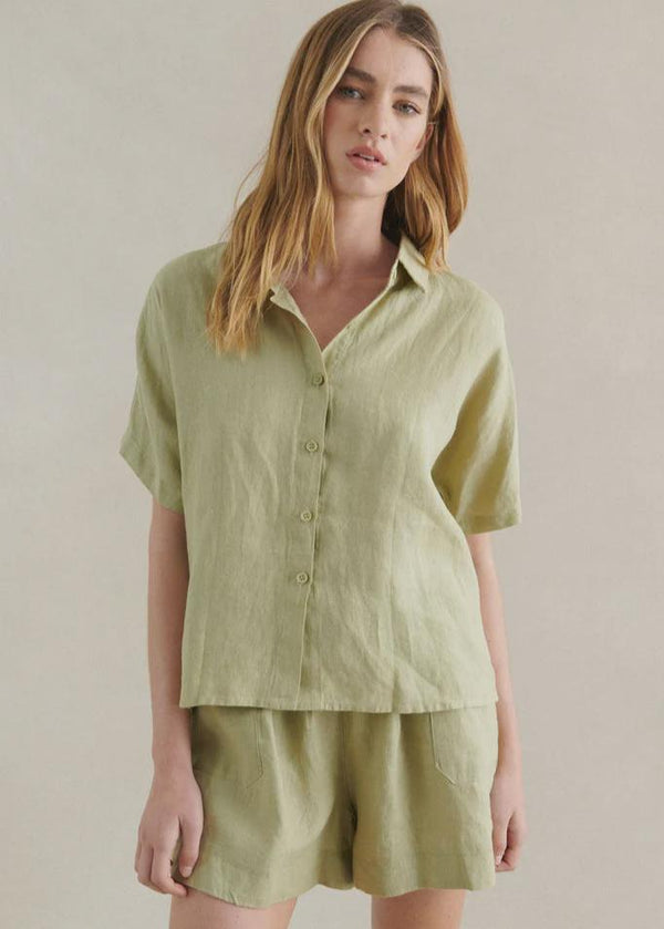 Bronte Linen Shorts Sage