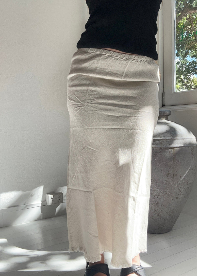 Linen Slip Skirt Natural