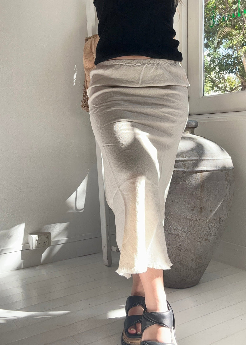 Linen Slip Skirt Natural