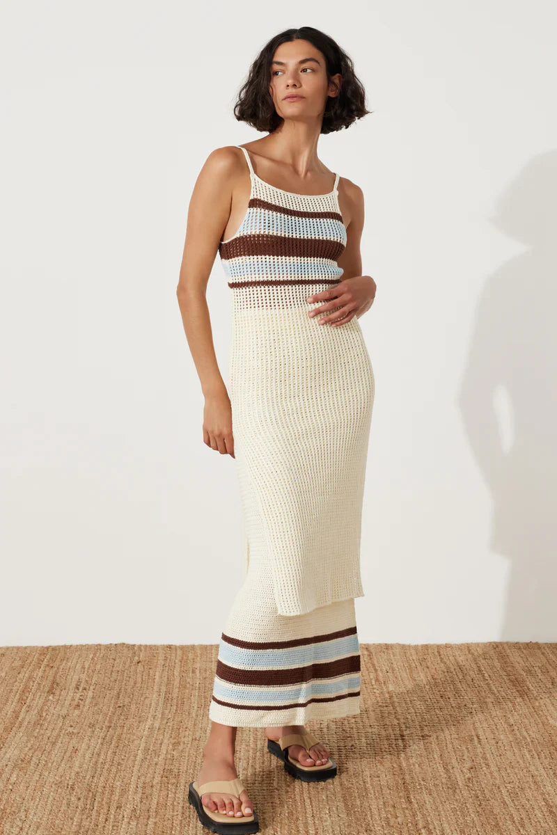 Sea Stripe Cotton Crotchet Dress