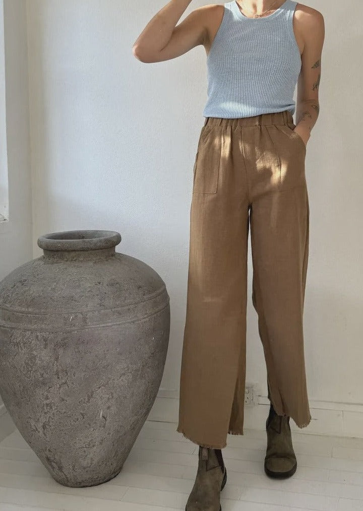 Todd Linen Pants Chocolate