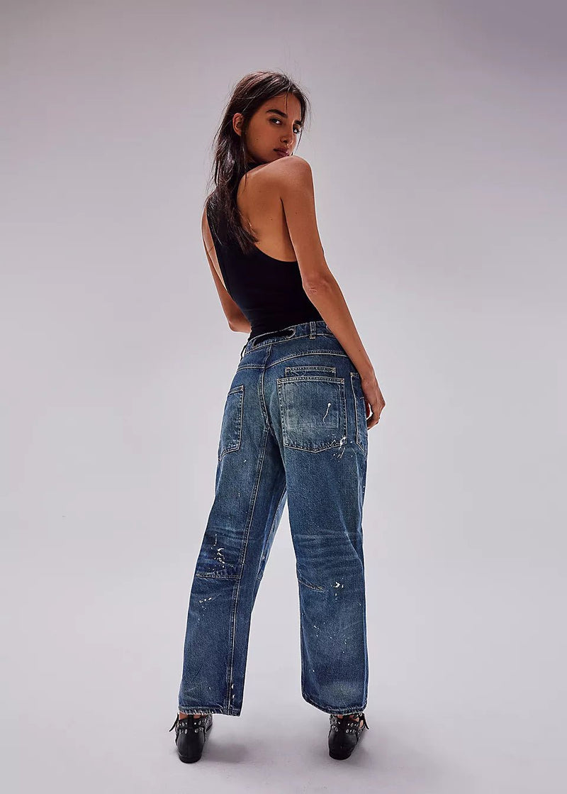 Free People Moxie Pull On Barrel Jeans Timeless Blue available at Guanabana Boutique Darby Street, Newcastle. 