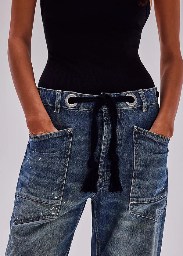 Free People Moxie Pull On Barrel Jeans Timeless Blue available at Guanabana Boutique Darby Street, Newcastle. 