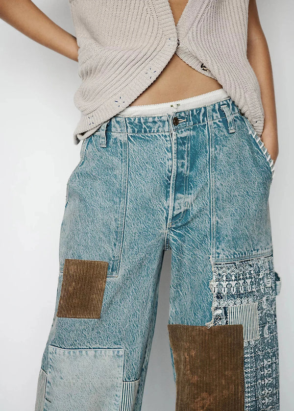 Popular Demand Patched Jeans - Mercury