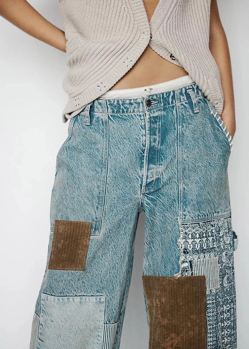 Popular Demand Patched Jeans - Mercury