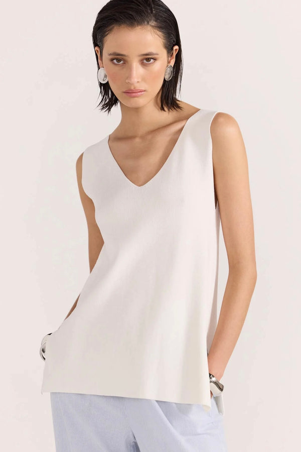 Celia V-Neck Tunic Tank - White