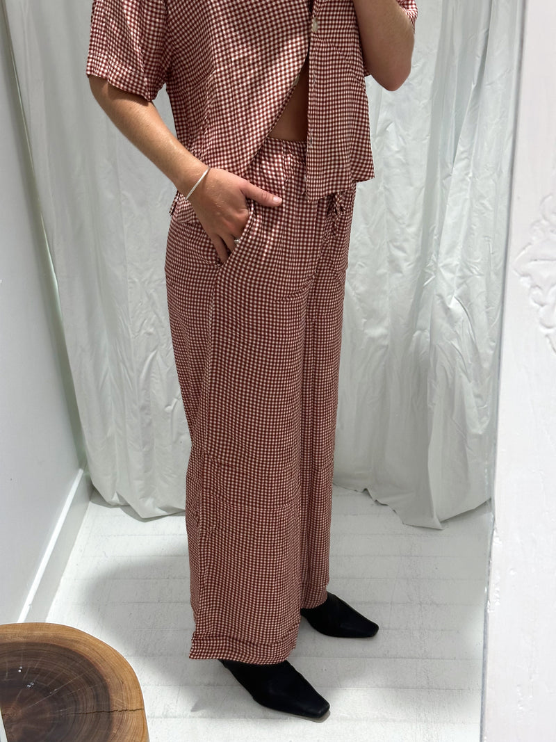 Gingham Pants - Rust