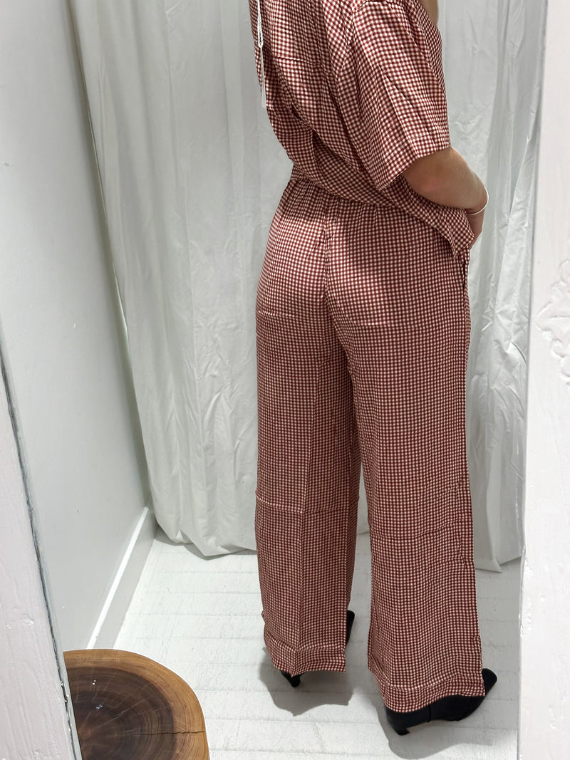 Gingham Pants - Rust