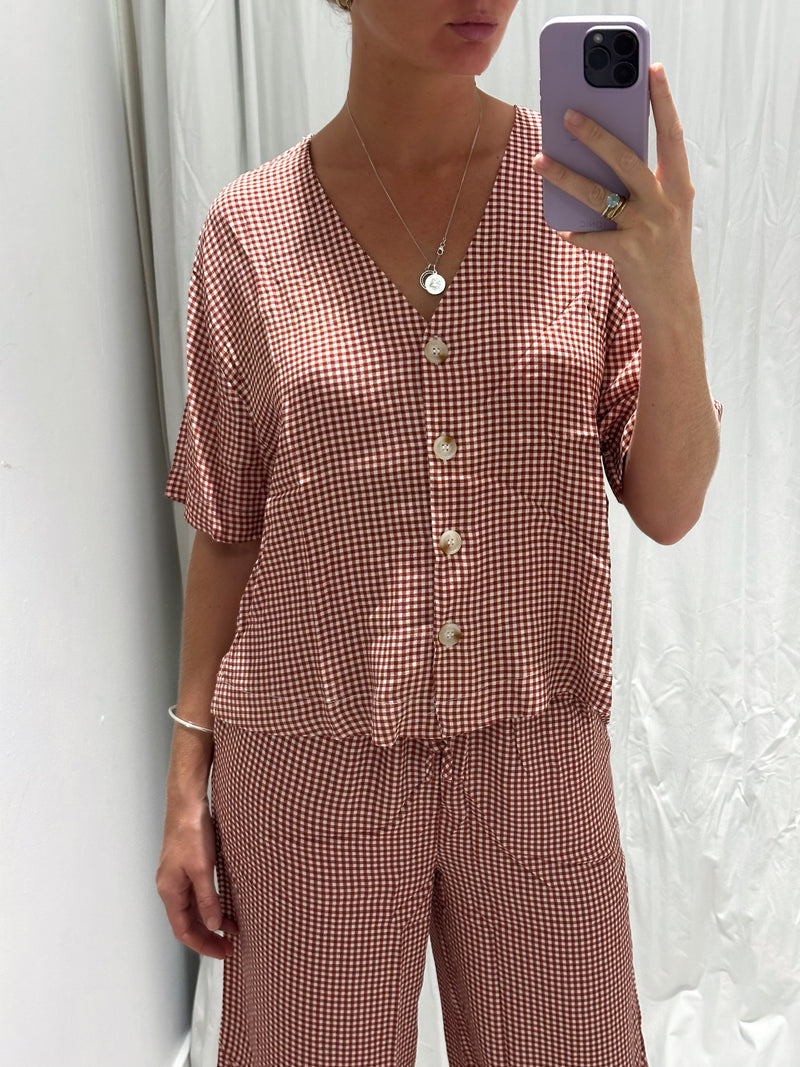 Gingham Blouse - Rust