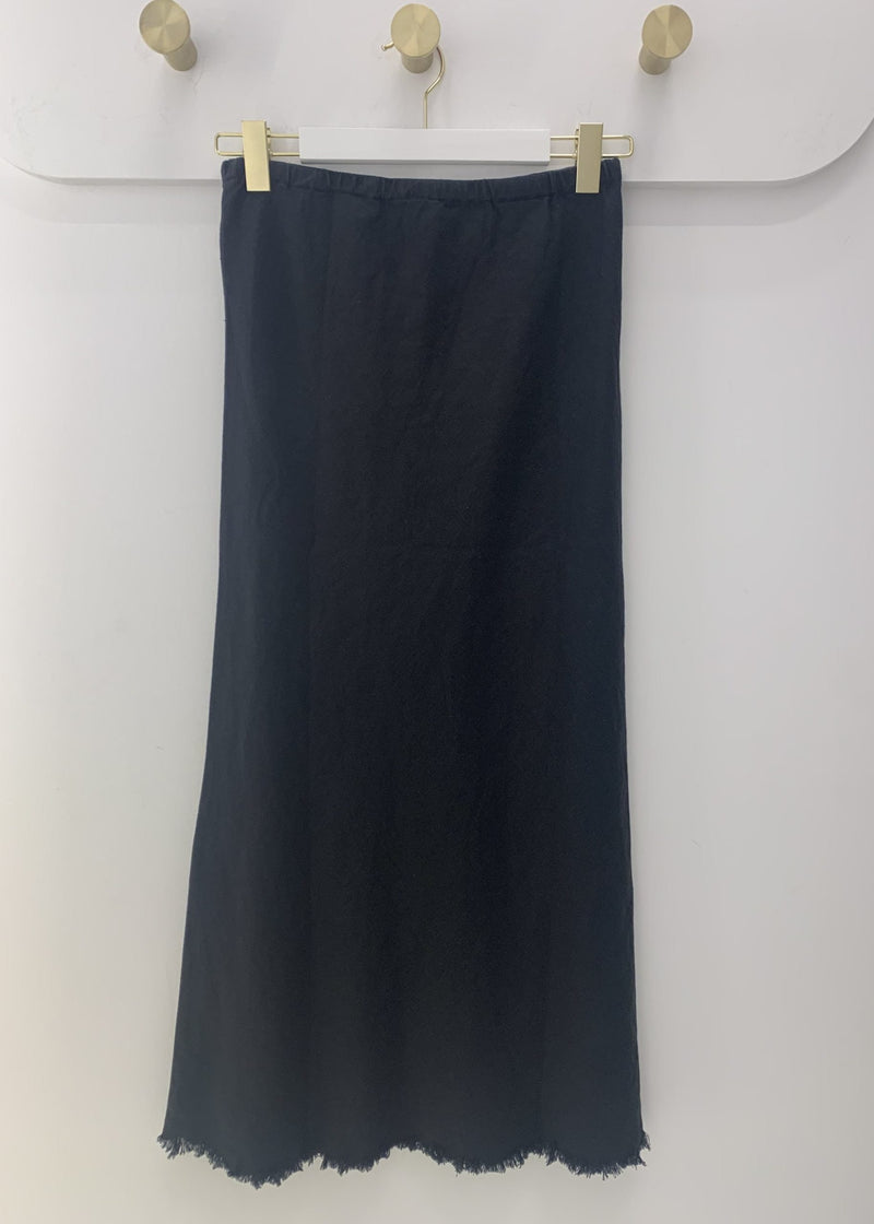 Linen Slip Skirt Black