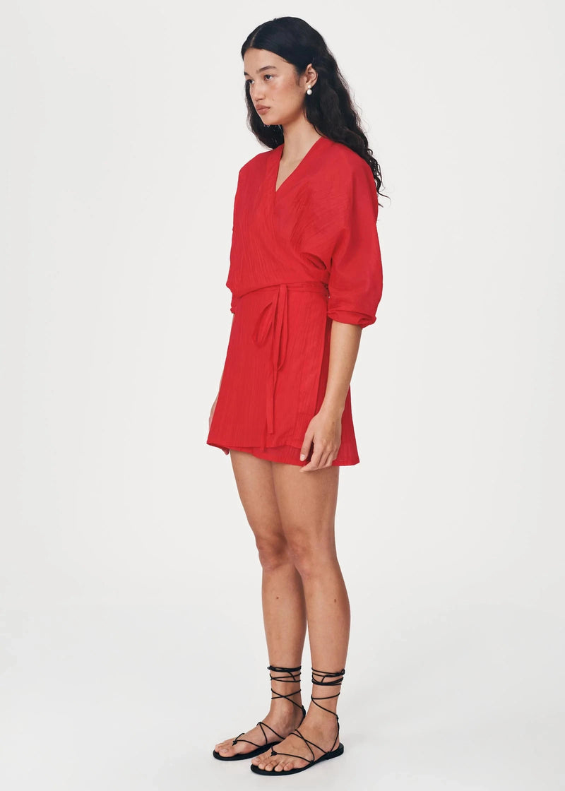 Isla Silk Wrap Mini Dress