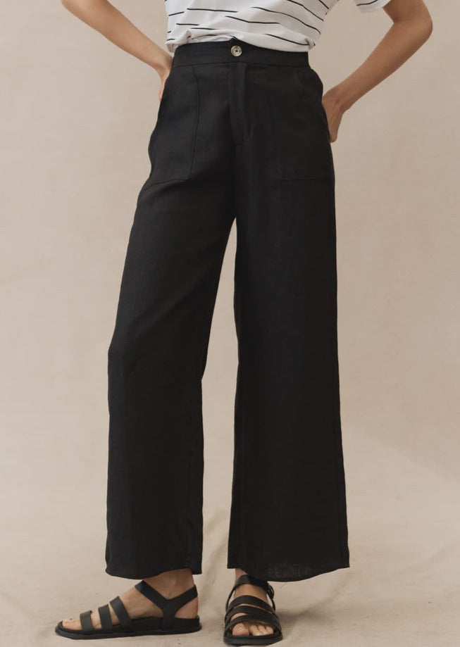 Jude Linen Pants-Black