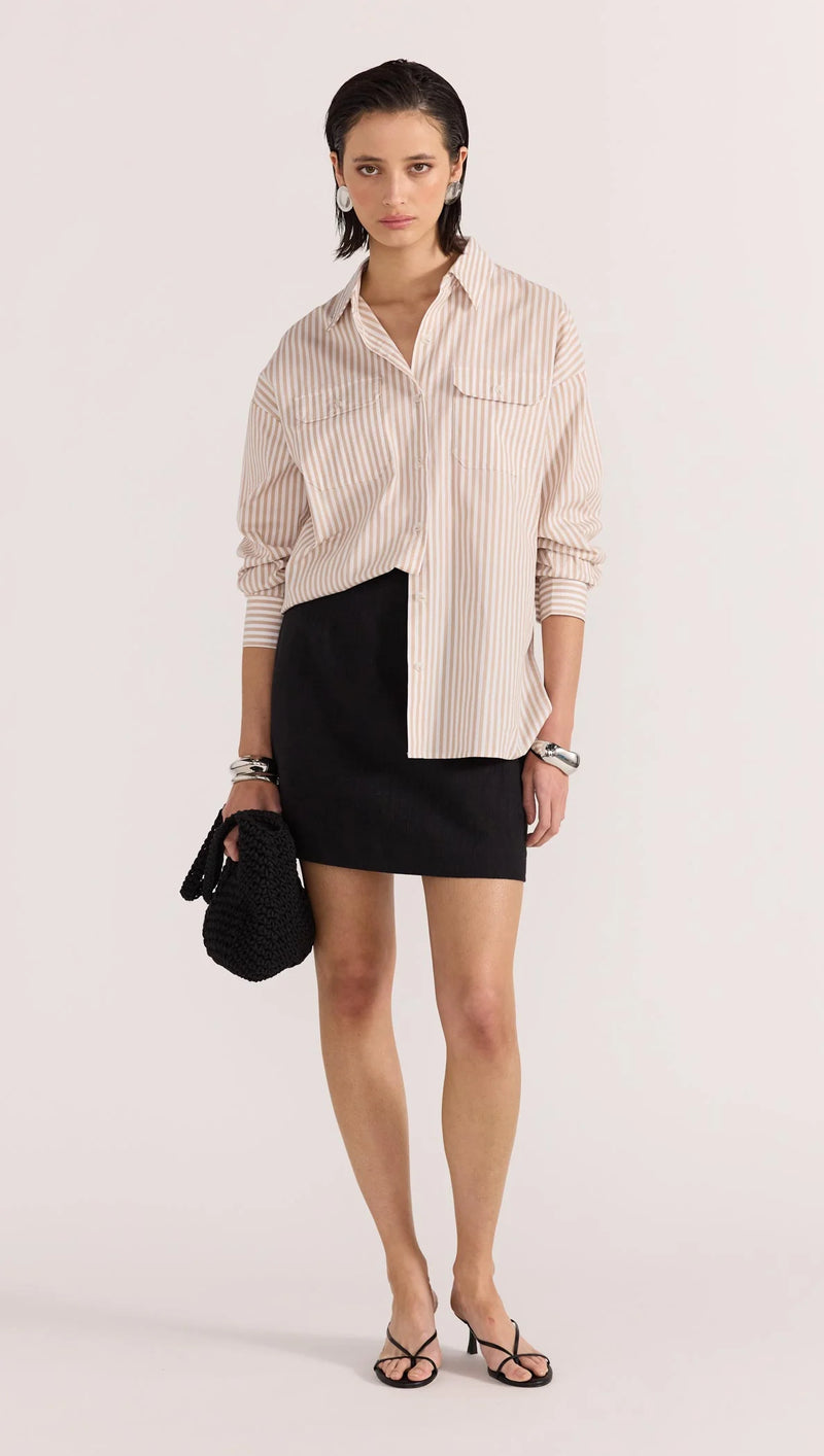 Rumi Cotton Shirt - White/Beige