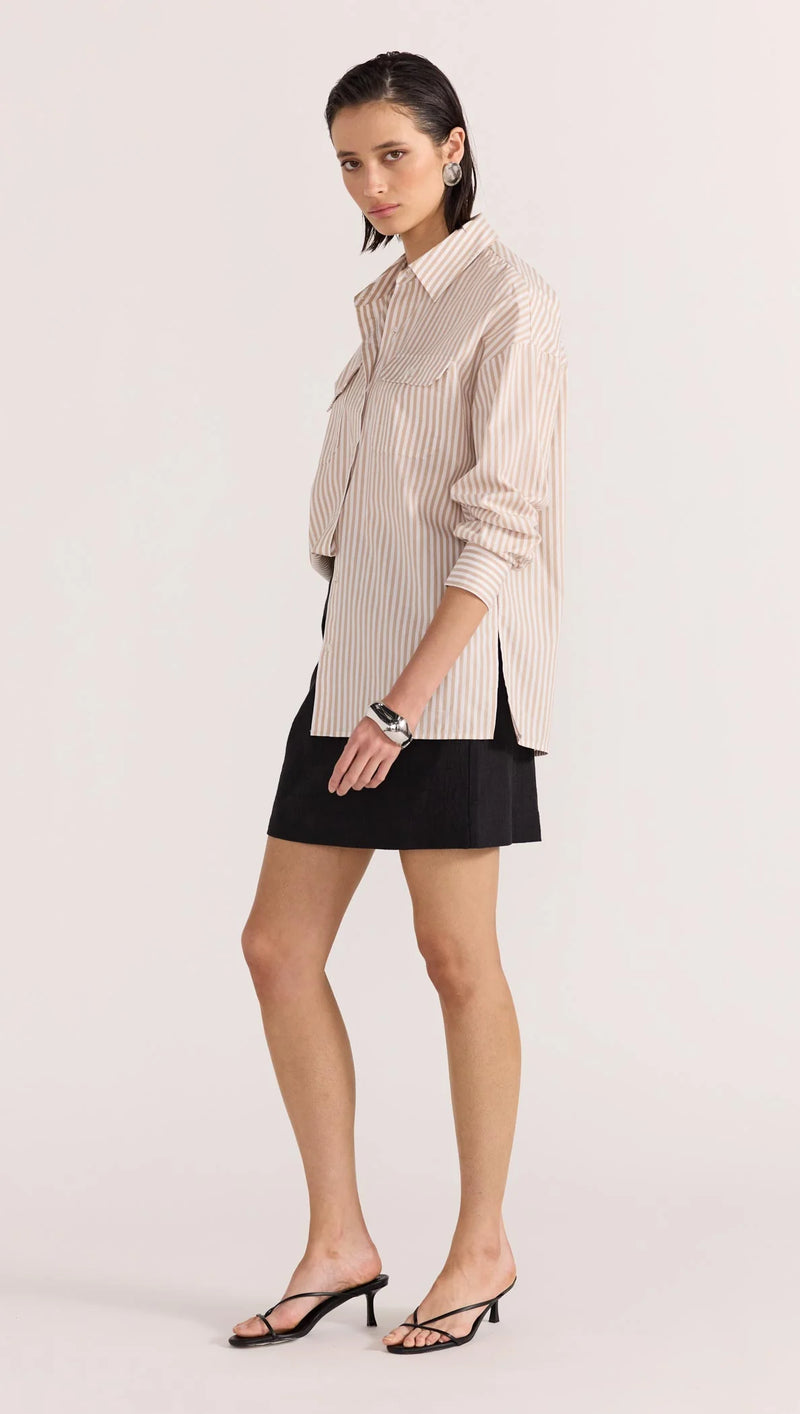 Rumi Cotton Shirt - White/Beige