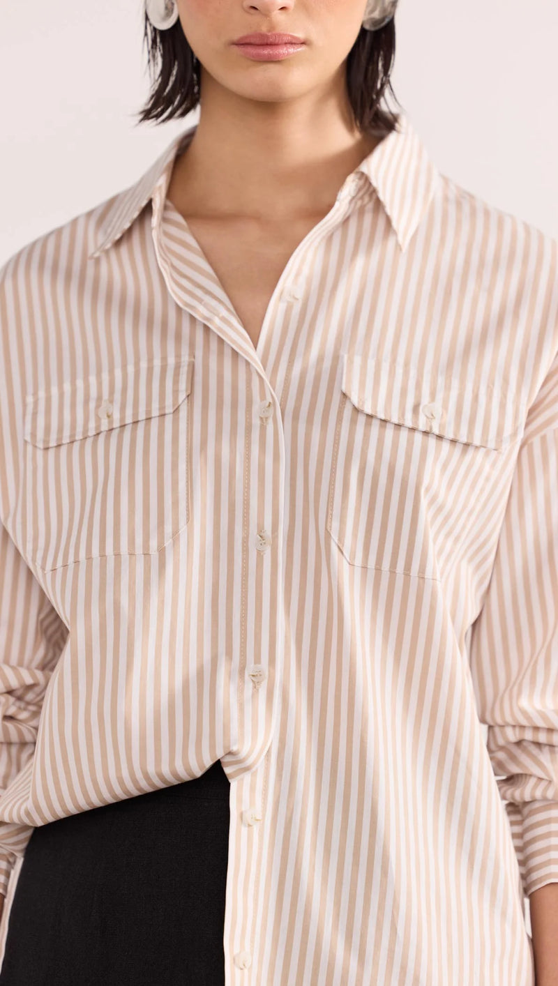 Rumi Cotton Shirt - White/Beige