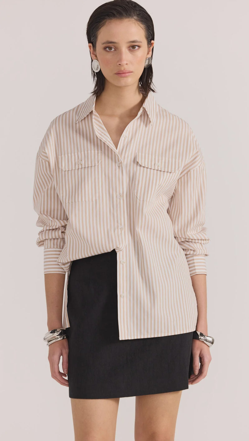 Rumi Cotton Shirt - White/Beige