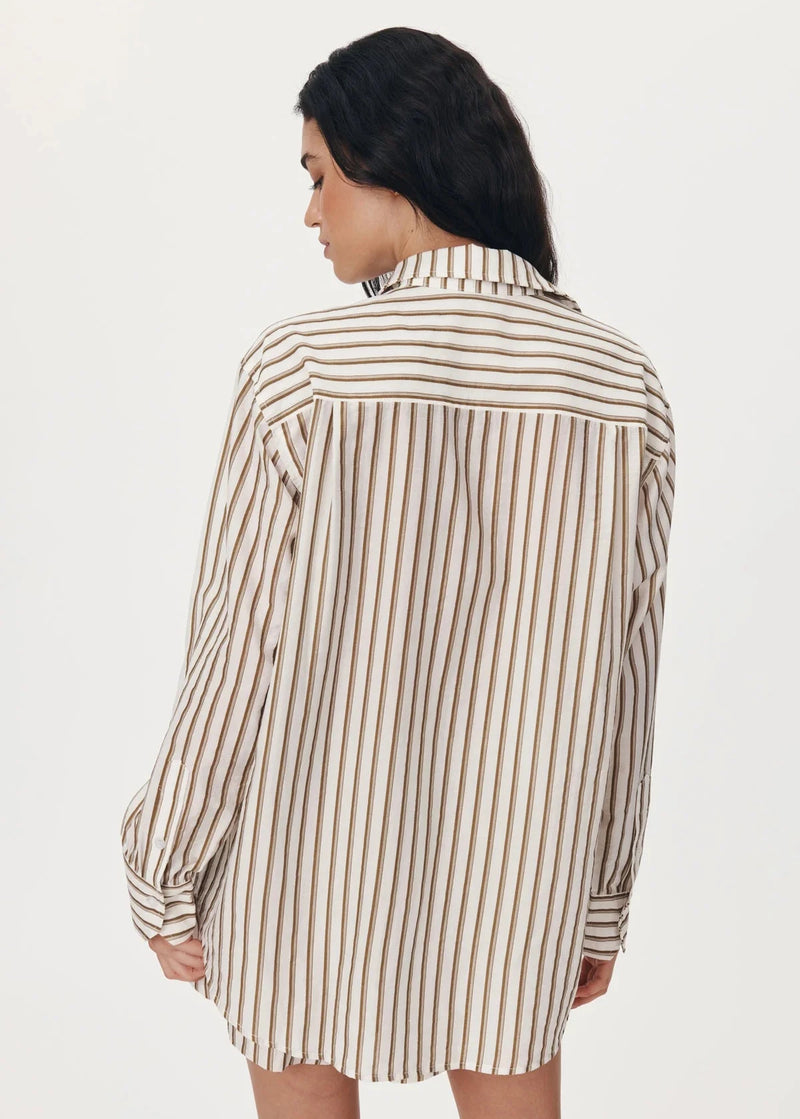 Rowie The Label Ramona Stripe Long Sleeve Shirt Sienna available at Guanabana Boutique Darby Street, Newcastle.