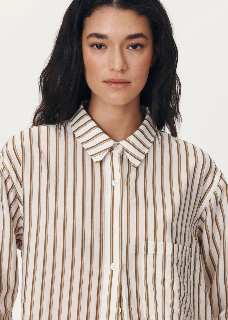 Rowie The Label Ramona Stripe Long Sleeve Shirt Sienna available at Guanabana Boutique Darby Street, Newcastle.