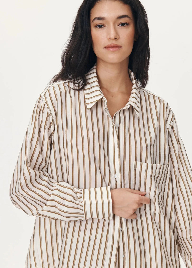 Rowie The Label Ramona Stripe Long Sleeve Shirt Sienna available at Guanabana Boutique Darby Street, Newcastle.