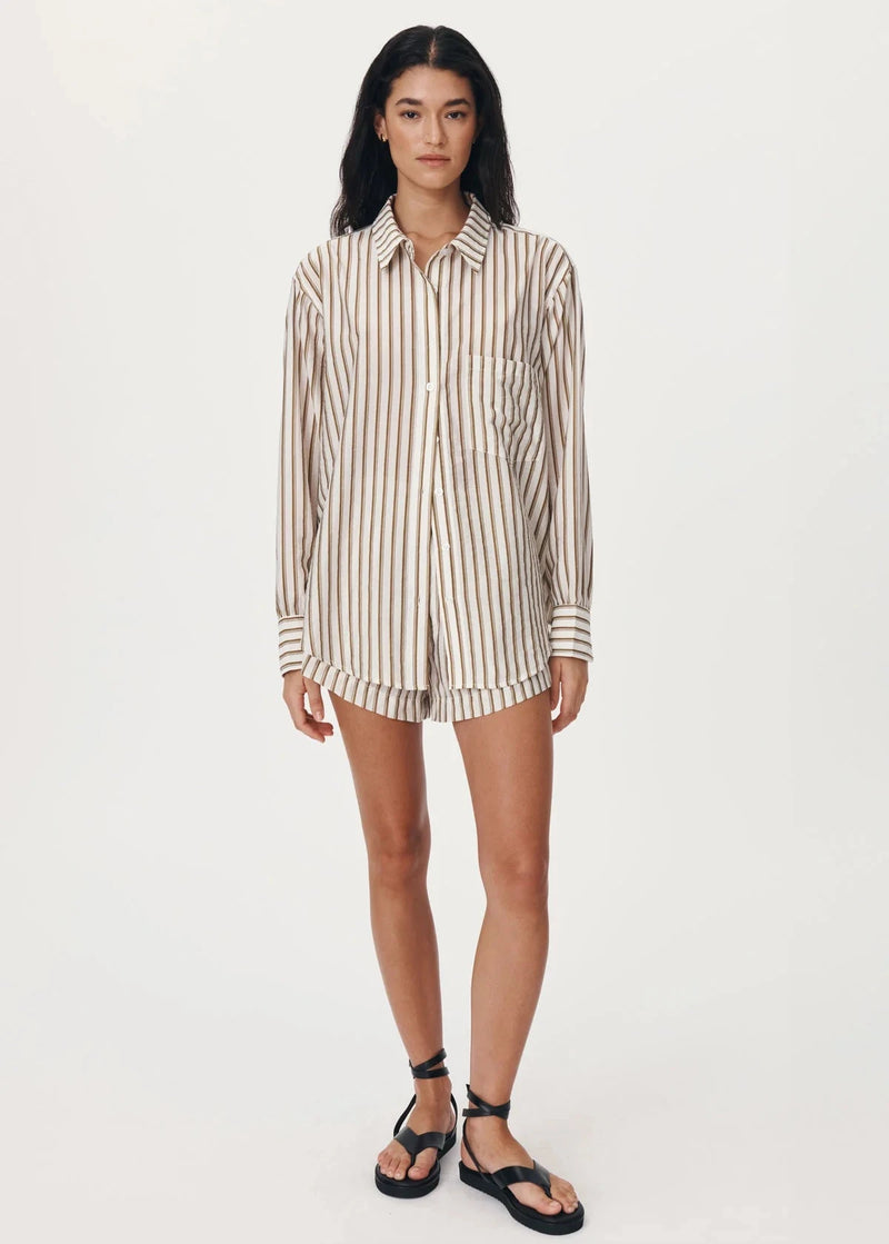 Rowie The Label Ramona Stripe Long Sleeve Shirt Sienna available at Guanabana Boutique Darby Street, Newcastle.