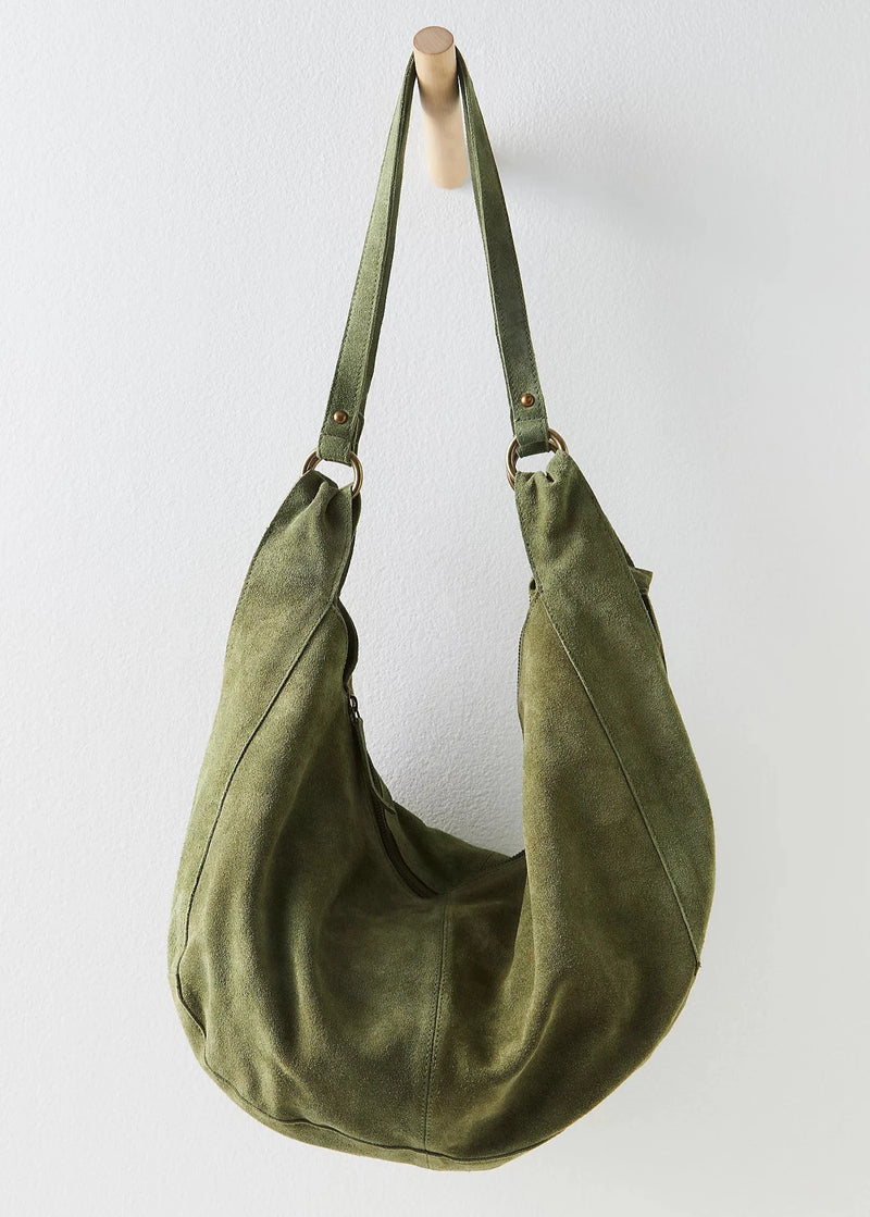 Roma Suede Tote - Olive Moss