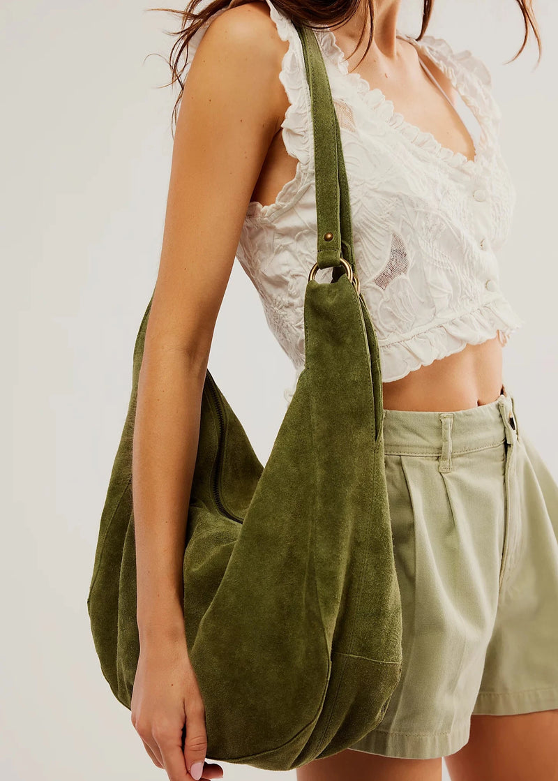 Roma Suede Tote - Olive Moss