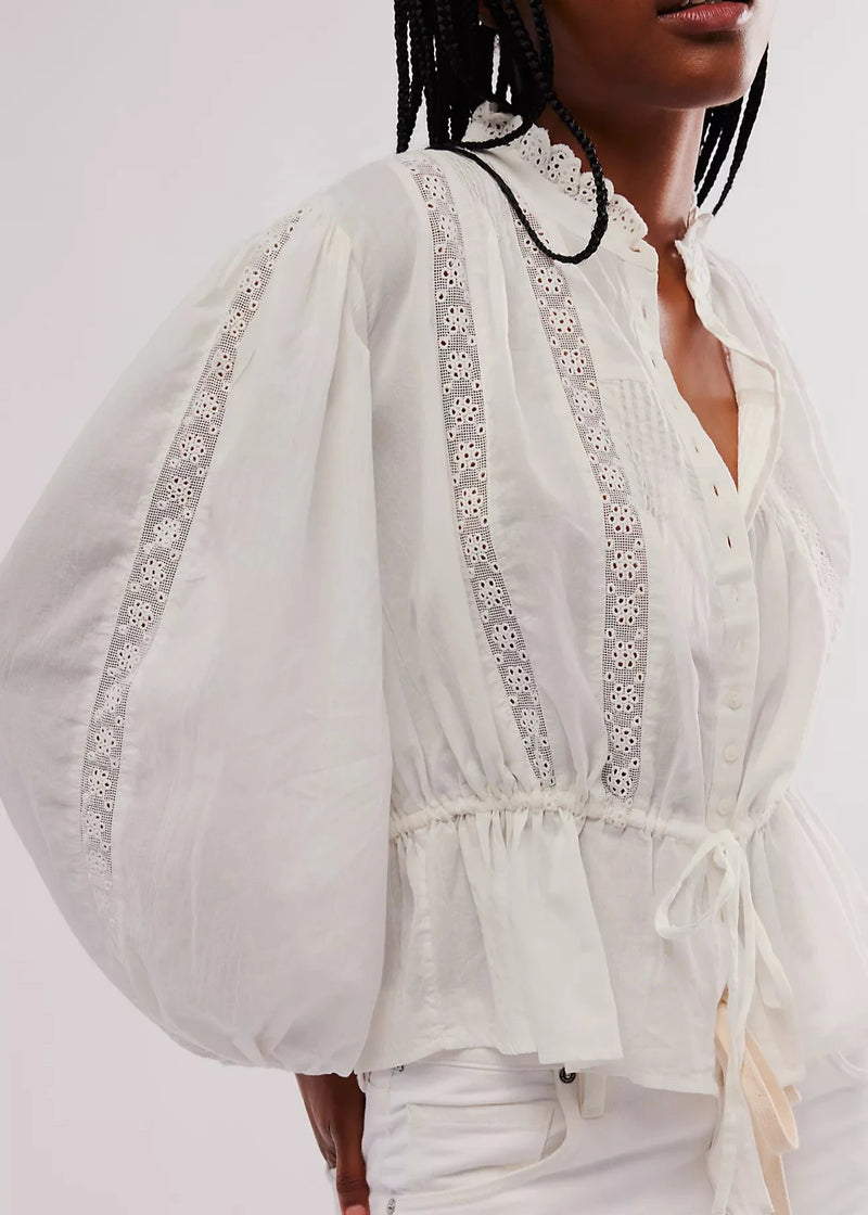 Free People Optical White Best of Me Blouse available at Guanabana Boutique Darby Street, Newcastle.