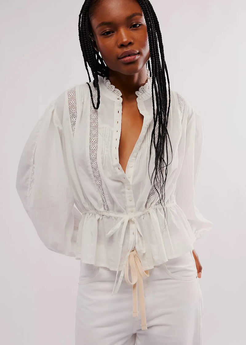 Free People Optical White Best of Me Blouse available at Guanabana Boutique Darby Street, Newcastle.