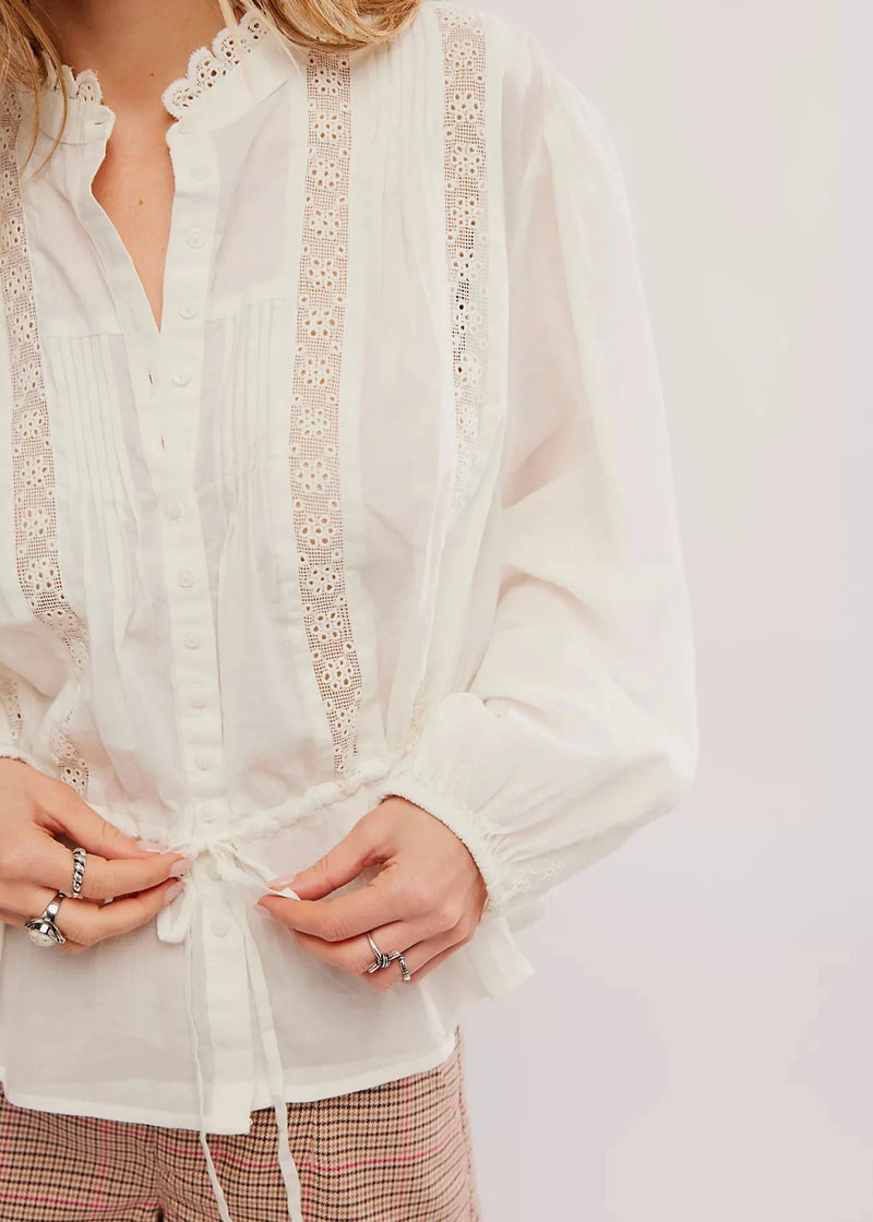 Free People Optical White Best of Me Blouse available at Guanabana Boutique Darby Street, Newcastle.