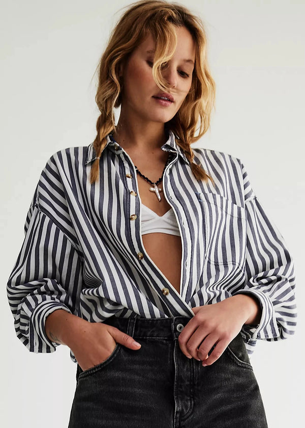 Free People Freddie Stripped Shirt available at Guanabana Boutique Darby Street, Newcastle.