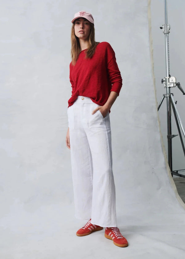 White Jude Linen Pants by Little Lies in stock at Guanabana Boutique Darby Street, Newcastle.