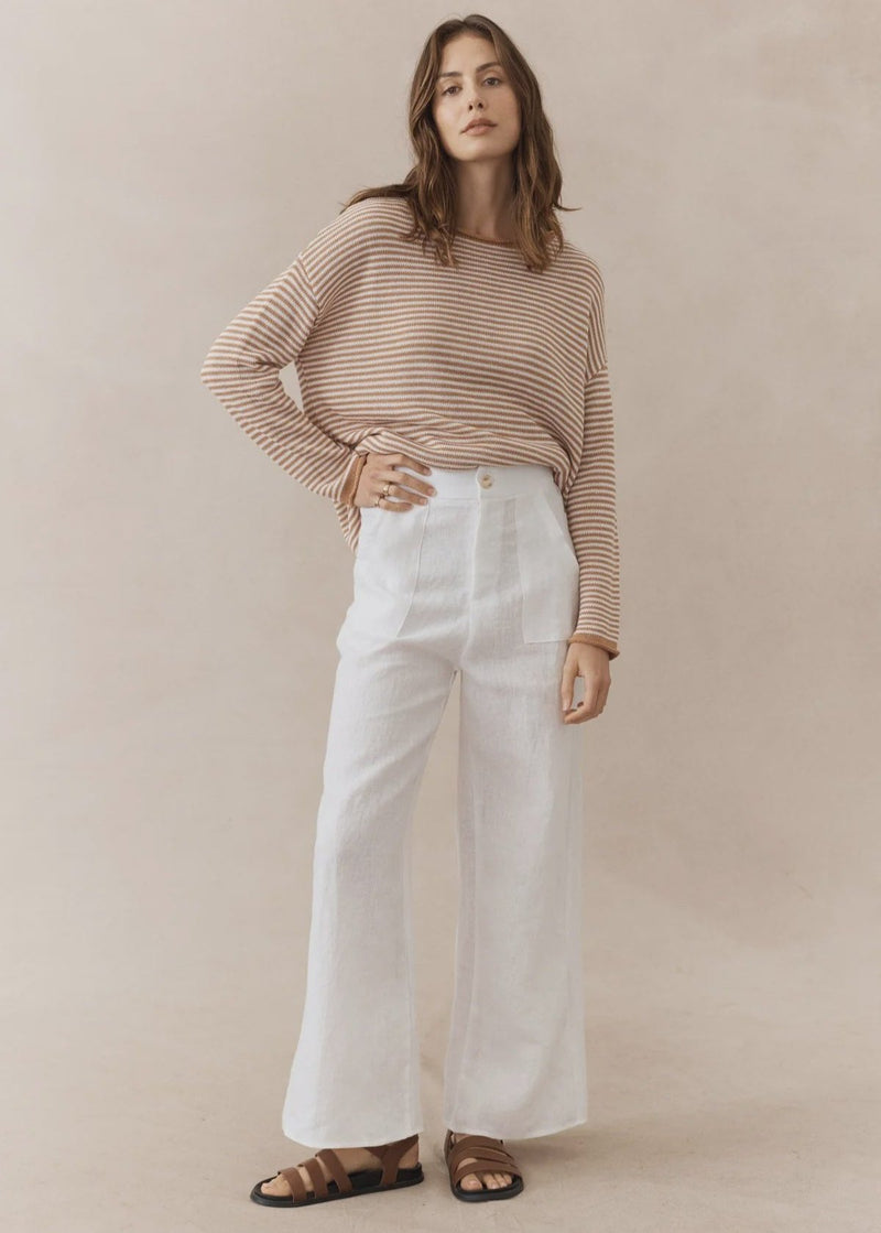 White Jude Linen Pants by Little Lies in stock at Guanabana Boutique Darby Street, Newcastle.