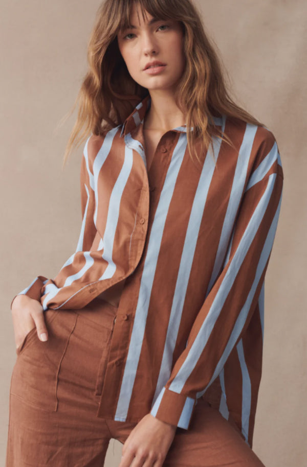 Little Lies Kira Shirt-Rust stripe